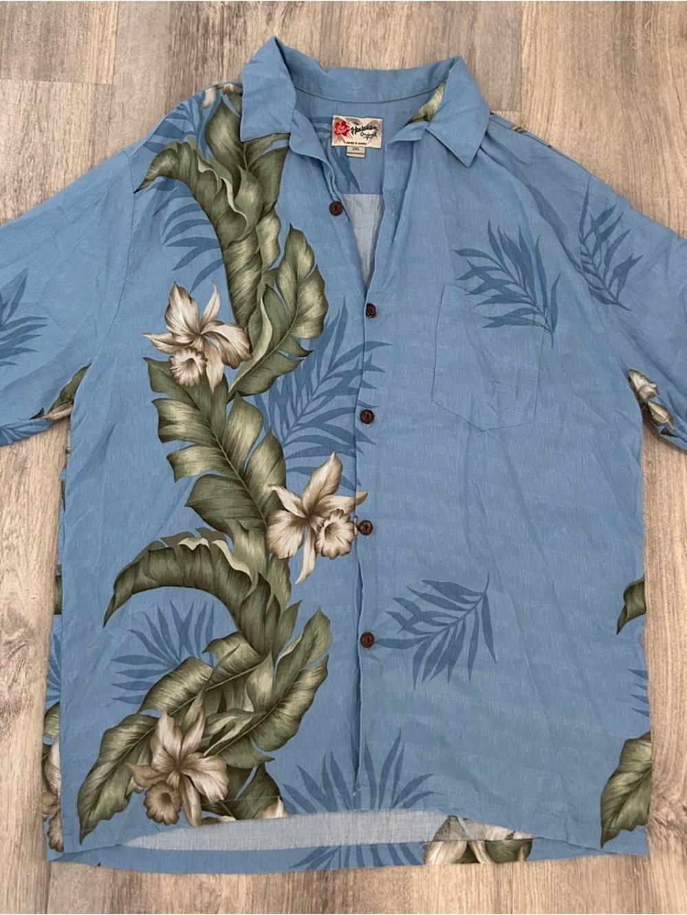 Hilo Hattie Hawaiian Original Shirt Mens 2XL Blue Tropical Floral Hawaii Beach